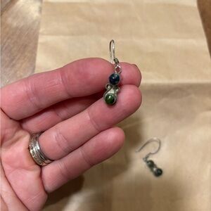 Elegant Vintage Green and Blue Drop Earrings